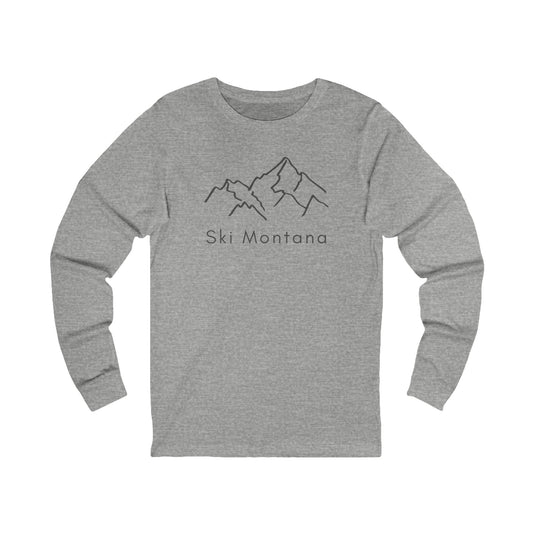 Ski Montana Long Sleeve Tee - Minimal Mountain Design