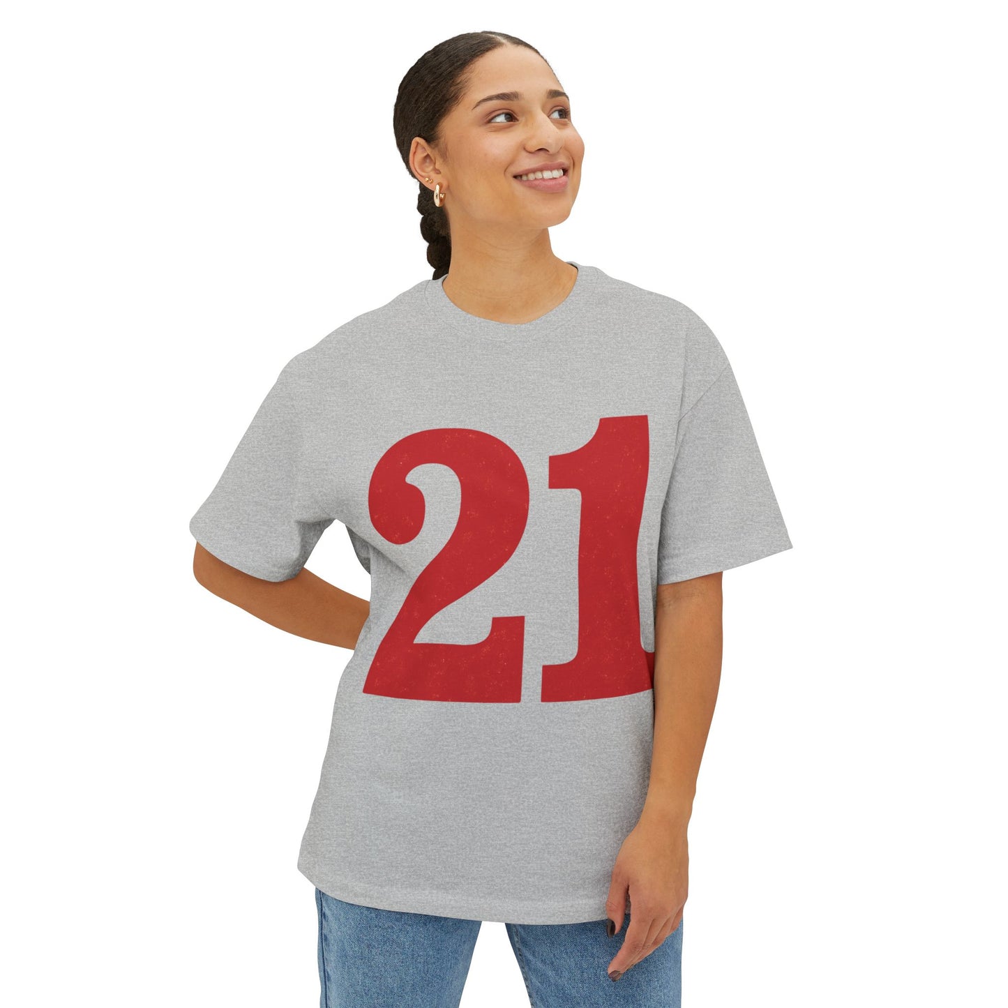 Oversized Tee '21' Bold Design Unisex Casual Vintage Fashion Shirt
