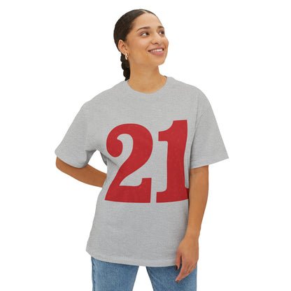 Oversized Tee '21' Bold Design Unisex Casual Vintage Fashion Shirt