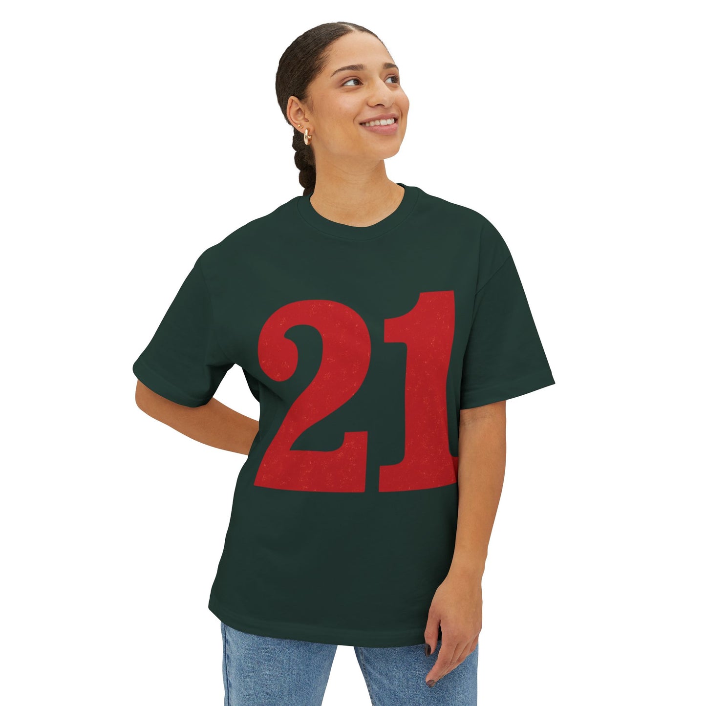 Oversized Tee '21' Bold Design Unisex Casual Vintage Fashion Shirt