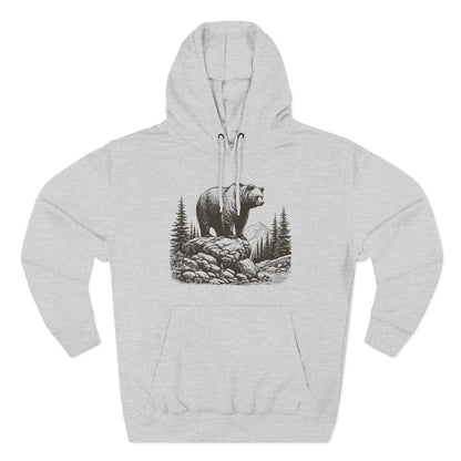 Three-Panel Fleece Hoodie - Bear in Mountains