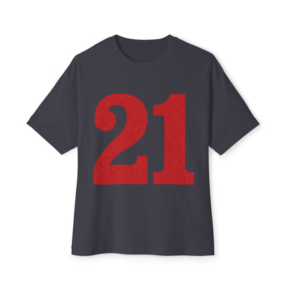 Oversized Tee '21' Bold Design Unisex Casual Vintage Fashion Shirt