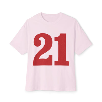 Oversized Tee '21' Bold Design Unisex Casual Vintage Fashion Shirt
