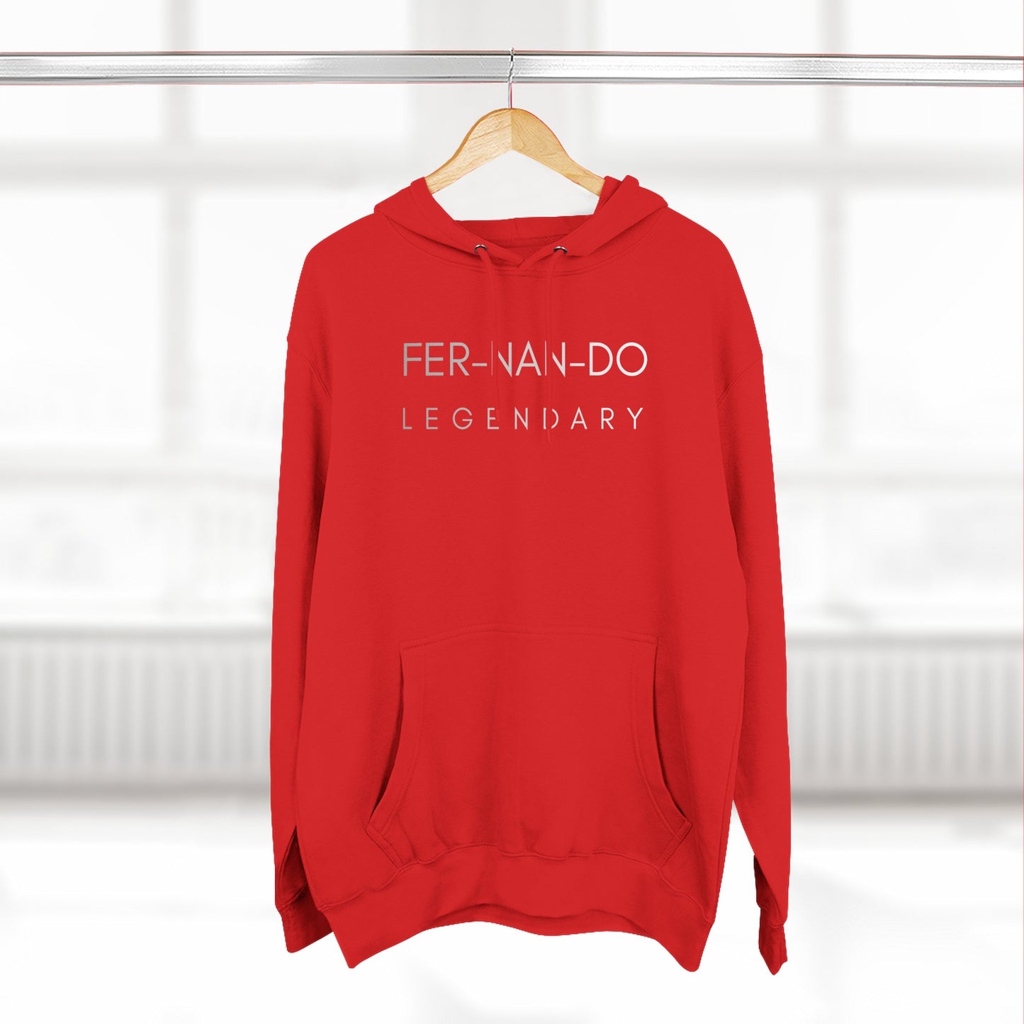 Fernando Legendary three-panel fleece hoodie in red - hanger view