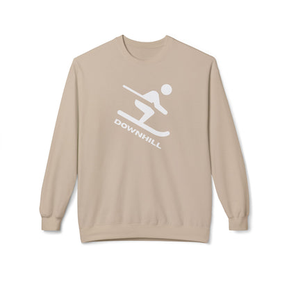 Downhill Ski Cozy Sweatshirt in beige - vintage skier graphic - front view