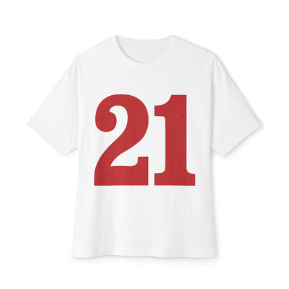 Oversized Tee '21' Bold Design Unisex Casual Vintage Fashion Shirt
