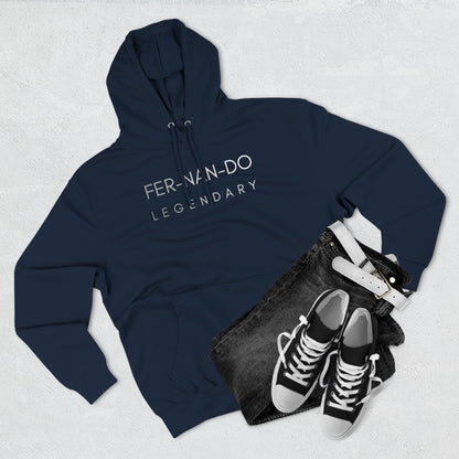 Fernando Legendary navy fleece hoodie - styled outfit with jeans and sneakers