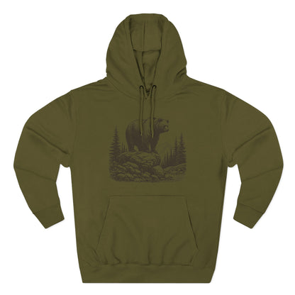 Three-Panel Fleece Hoodie - Bear in Mountains