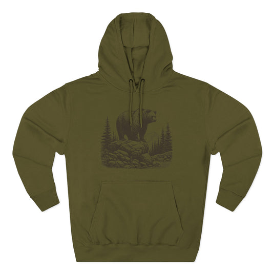 Three-Panel Fleece Hoodie - Bear in Mountains