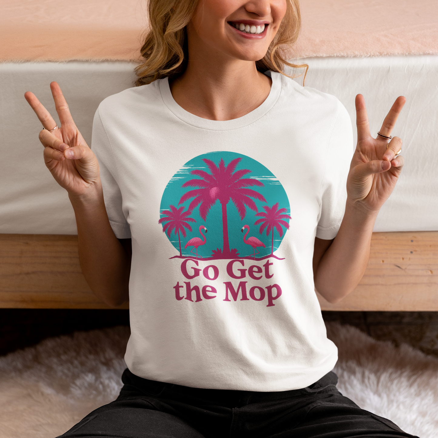 Go Get the Mop Palm Tree Retro Beach T-Shirt