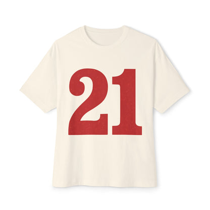 Oversized Tee '21' Bold Design Unisex Casual Vintage Fashion Shirt