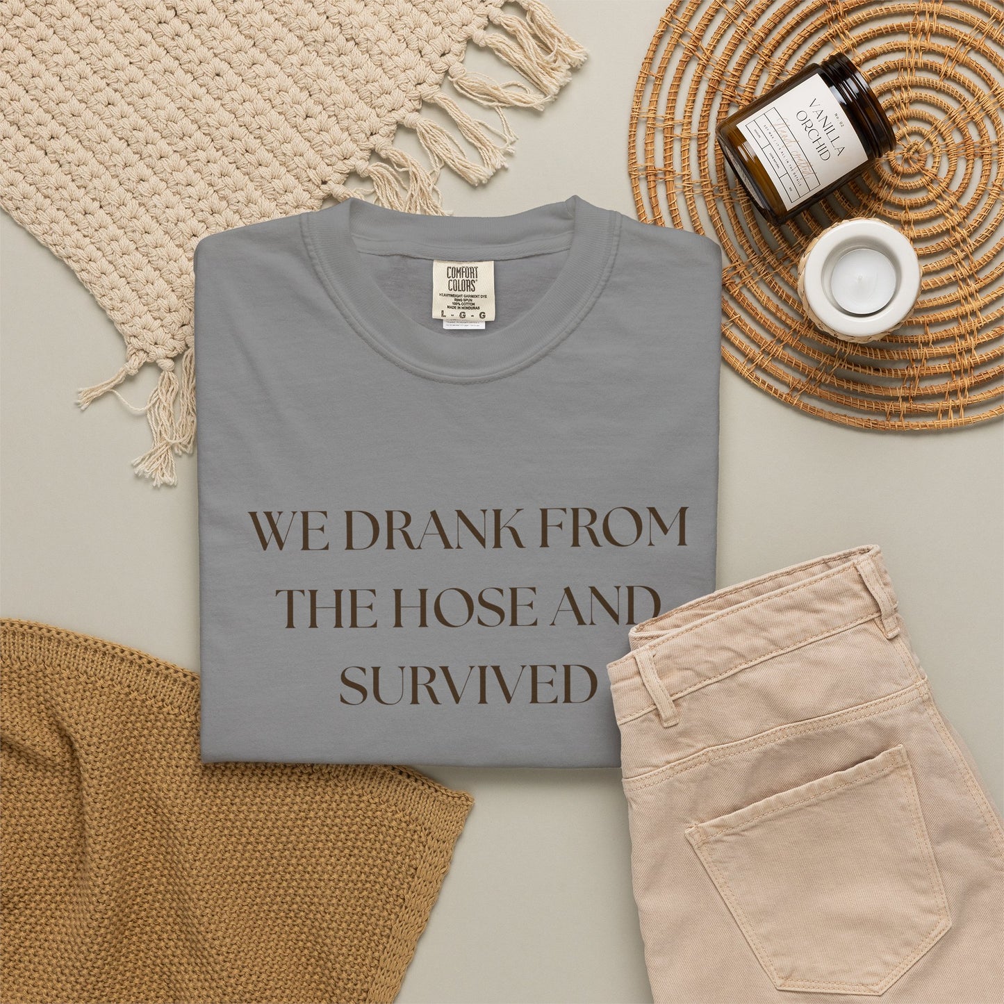 We Drank from the Hose and Survived — Vintage White T‑Shirt