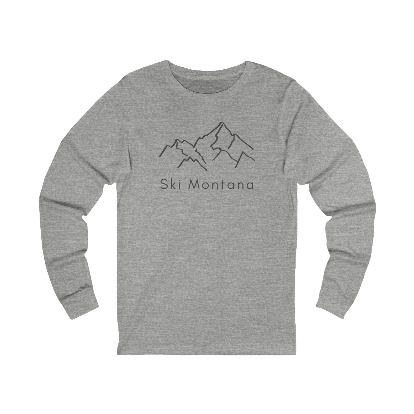 Ski Montana with mountains long-sleeve tee in grey - front view