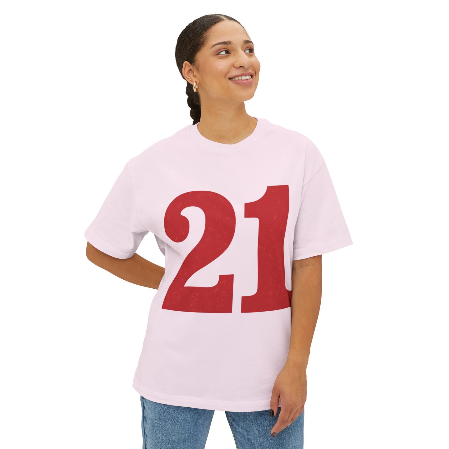 Oversized Tee '21' Bold Design Unisex Casual Vintage Fashion Shirt