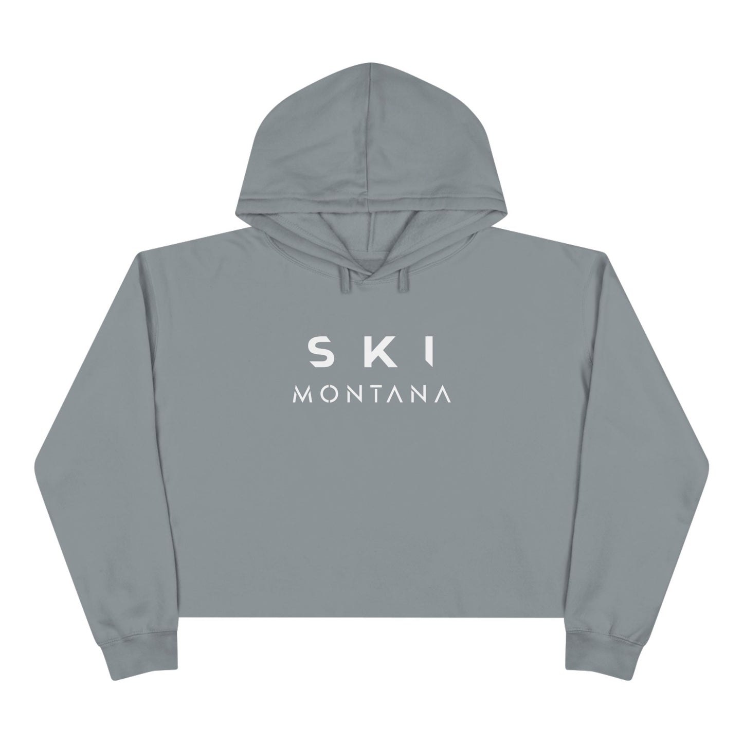 Ski Montana vintage graphic cropped hoodie in storm grey- front view