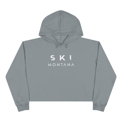 Ski Montana vintage graphic cropped hoodie in storm grey- front view