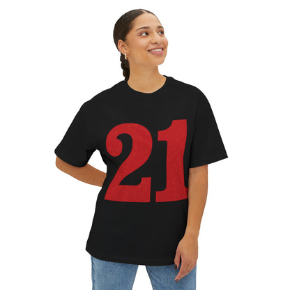 Oversized Tee '21' Bold Design Unisex Casual Vintage Fashion Shirt