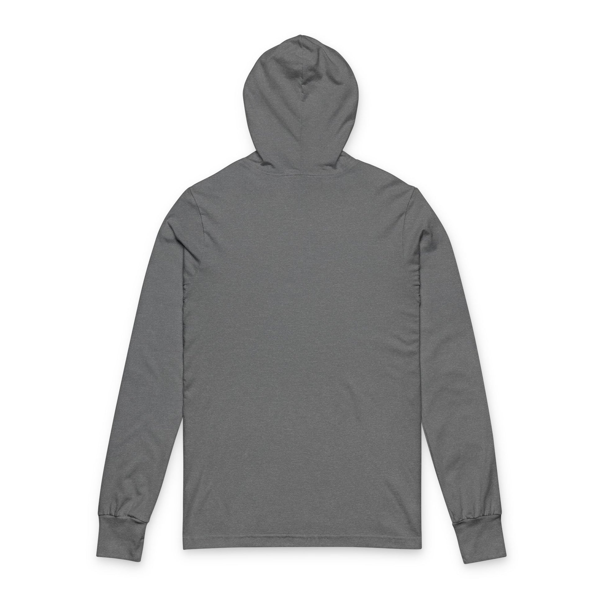 Downhill Ski Hooded Long Sleeve Tee in grey - vintage skier graphic - back side