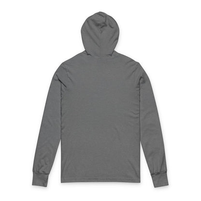 Downhill Ski Hooded Long Sleeve Tee in grey - vintage skier graphic - back side
