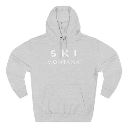 Gray hoodie with 'SKI MONTANA' text on a white background