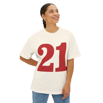 Oversized Tee '21' Bold Design Unisex Casual Vintage Fashion Shirt
