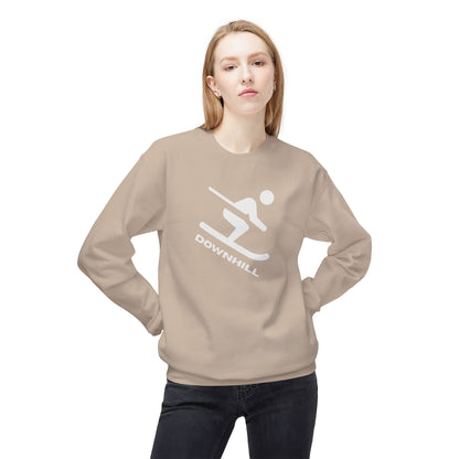 Downhill Ski Cozy Sweatshirt in beige worn by female model - front view