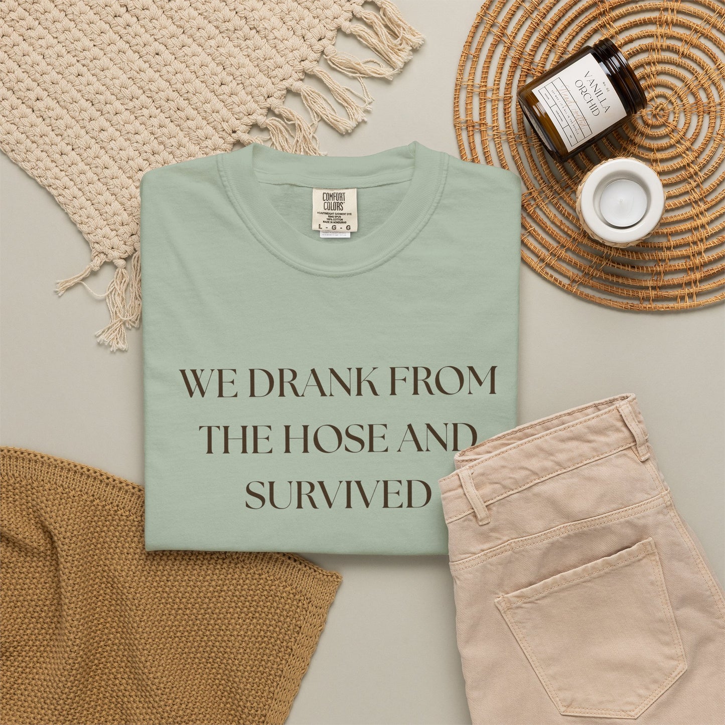 We Drank from the Hose and Survived — Vintage White T‑Shirt