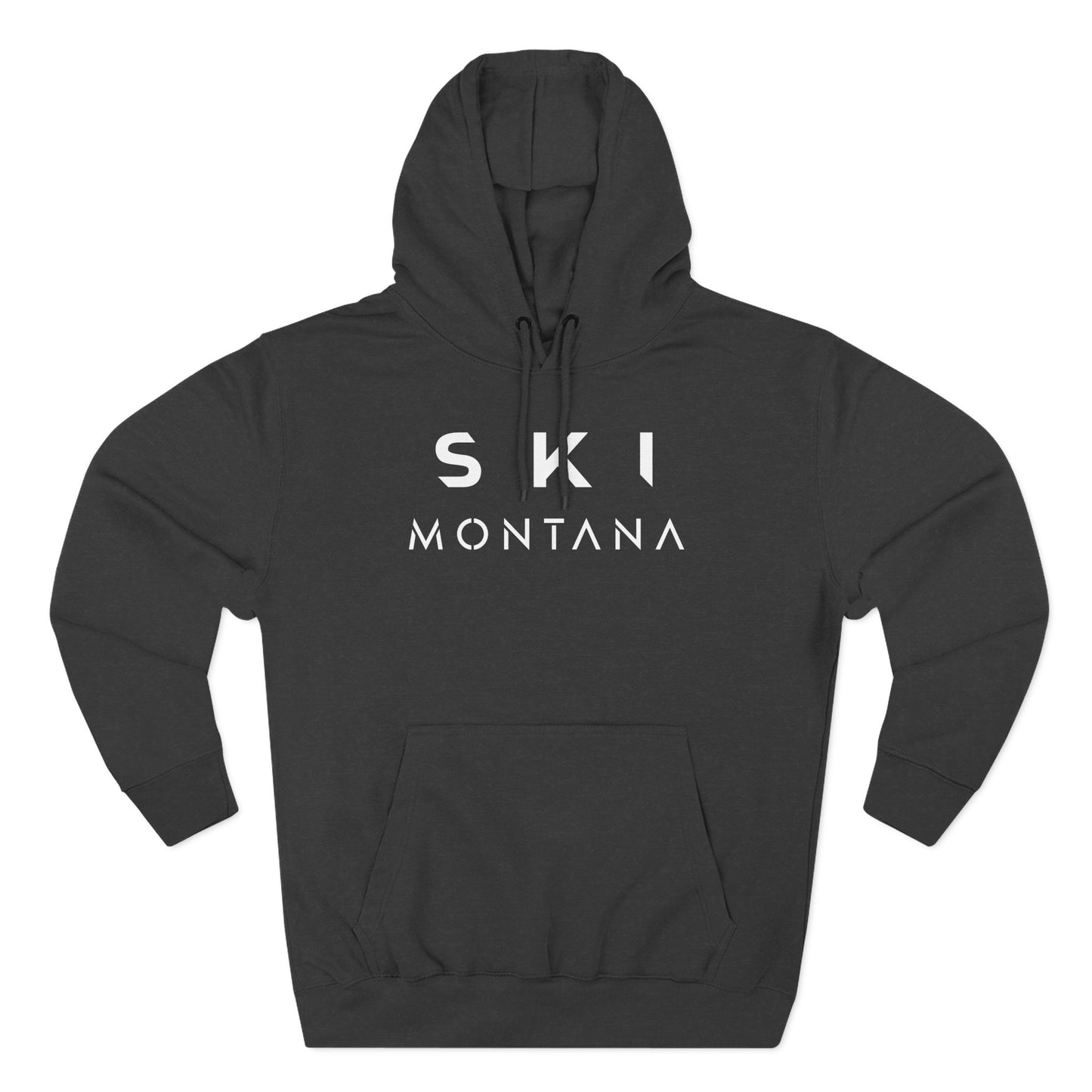 Charcoal Heather hoodie with 'SKI MONTANA' text on a white background