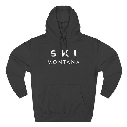 Charcoal Heather hoodie with 'SKI MONTANA' text on a white background